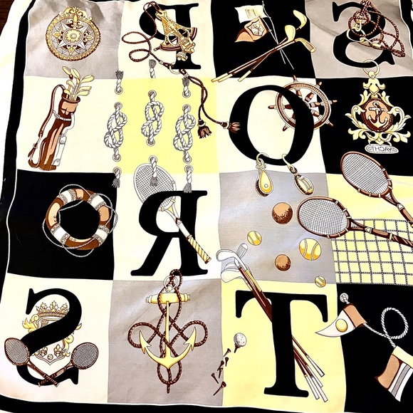 Silk Chic Black and Yellow Graphic Scarf - Picture 1 of 6